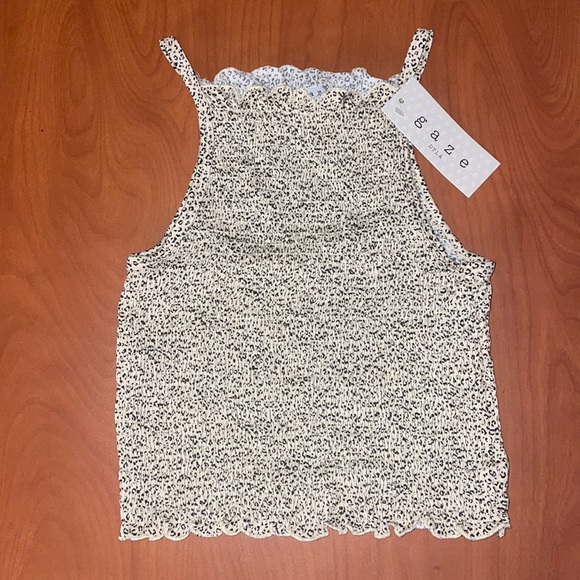 gaze Tops - Gaze Cheetah Cropped Halter Top
